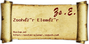 Zsohár Elemér névjegykártya